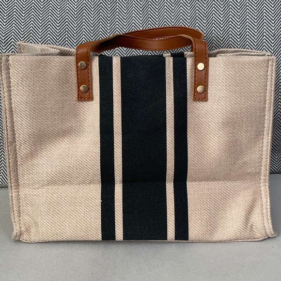 Canvas Wide Stripe Tote Bag - Picture 2 of 10